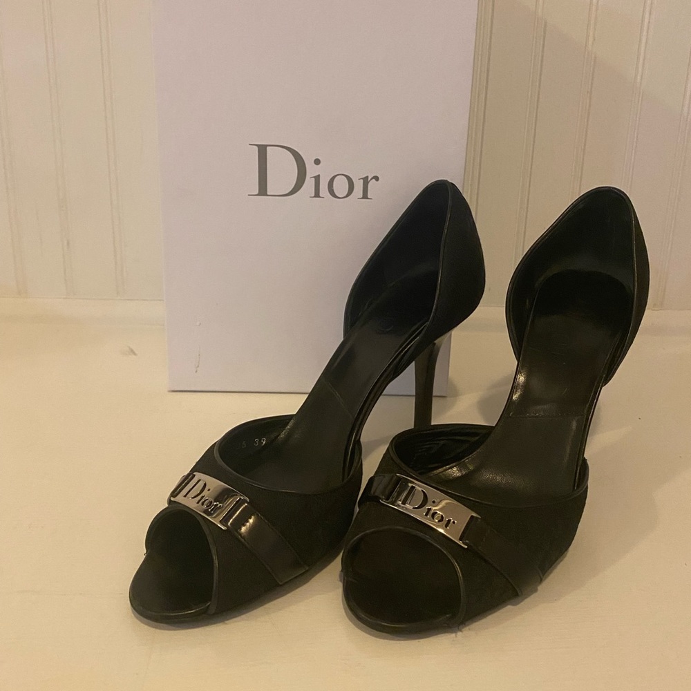 Vintage Christian Dior peep toe pumps